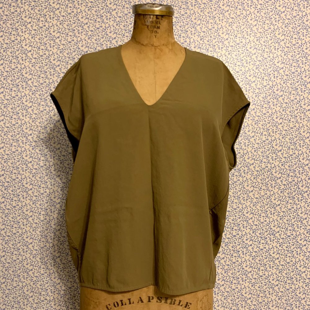 Olive Japanese GoWeave V-Neck Tee